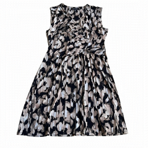 Ellen Tracy Brown and Black Floral Abstract Fit & Flare Dress US PL